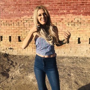 Wrangler western Pearl Snap Halter Top